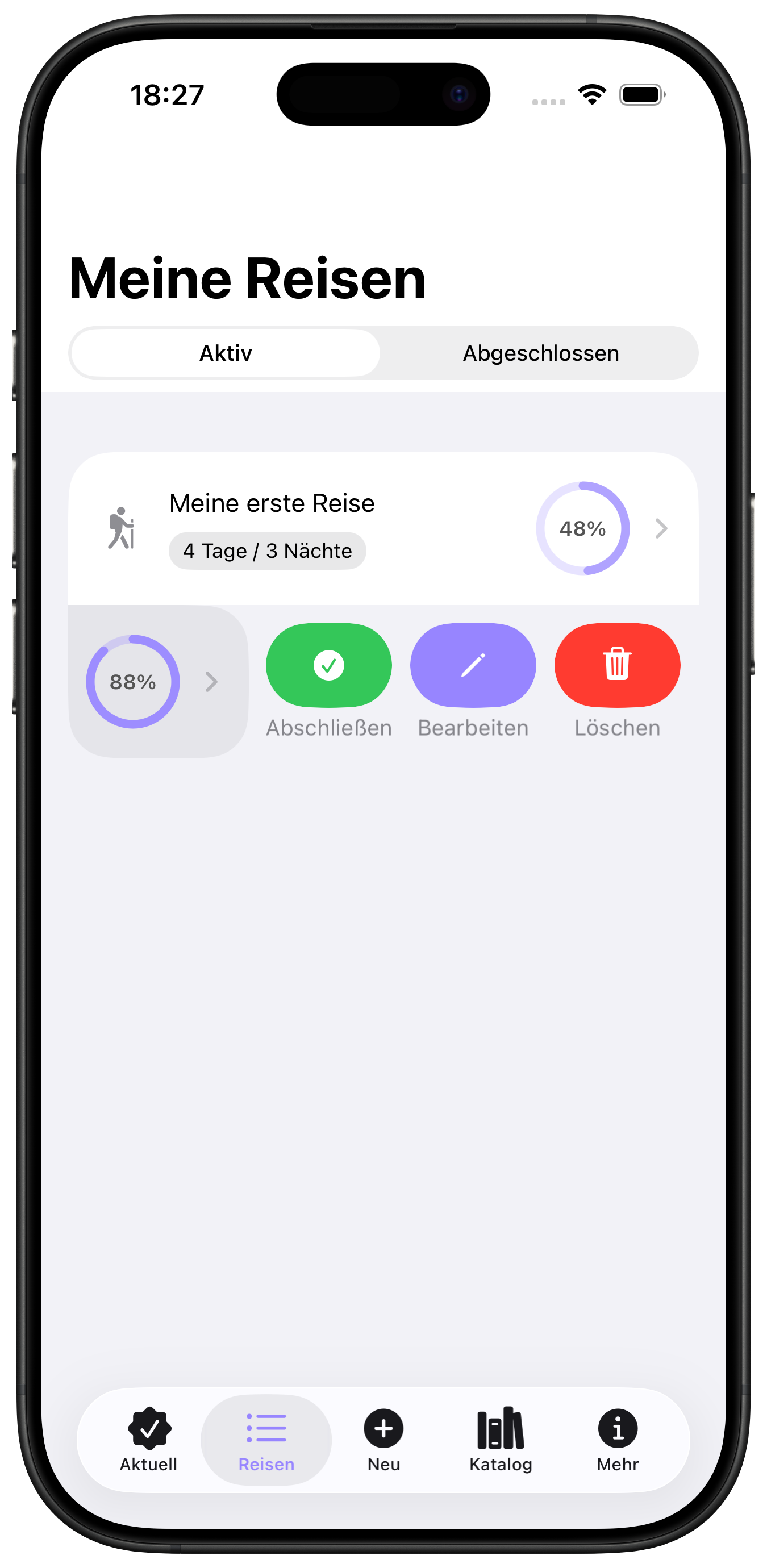 Screenshot Packliste